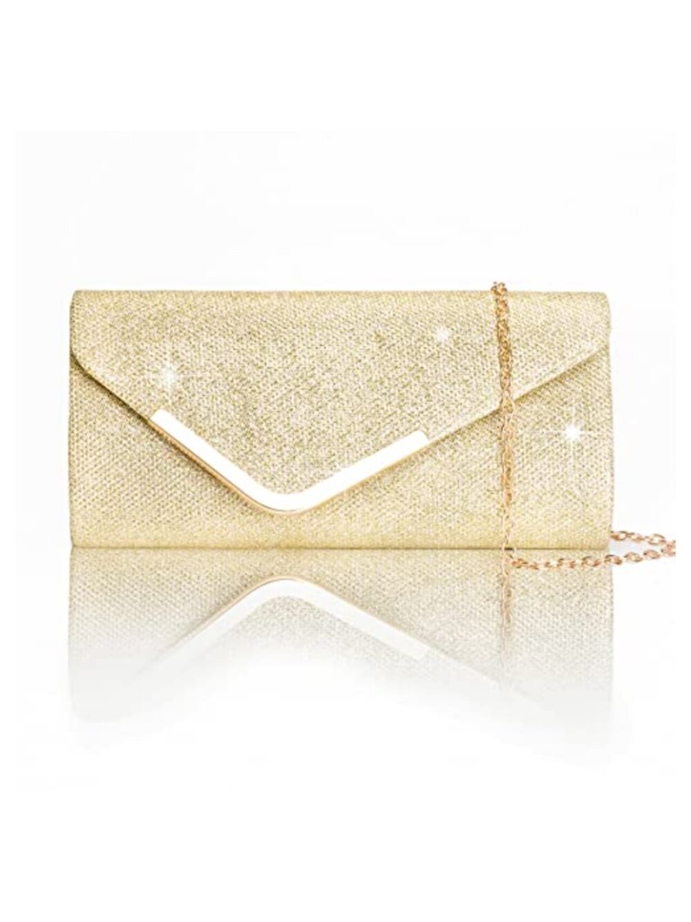 Sequin Envelope Clutch Evening Bag Detachable Chain Prom Wedding Purse